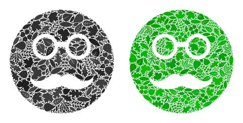 Pension Smiley Icon Nature Composition of Herbal Items Stock Illustration