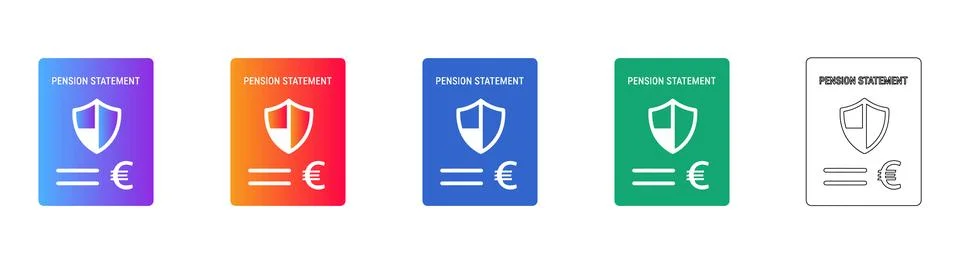 Pension Statement Document Icon Set Stock Illustration