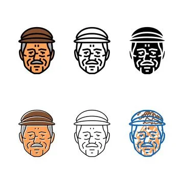 Pensioner old man avatar types color icon vector Stock Illustration