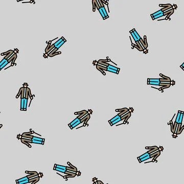 Pensioner old man vector seamless pattern Stock Illustration