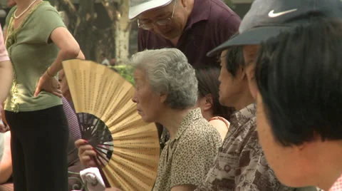 Pensioners sit out exercise class Stock Footage 37702797