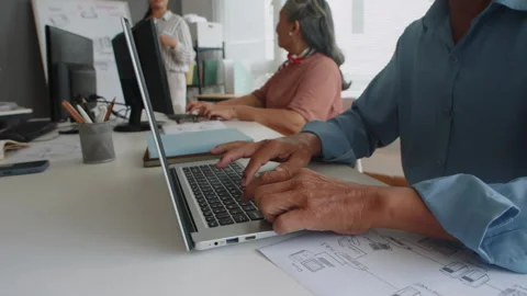 Pensioners Typing Text on Keyboard during Computer Class Stock Footage 263697474