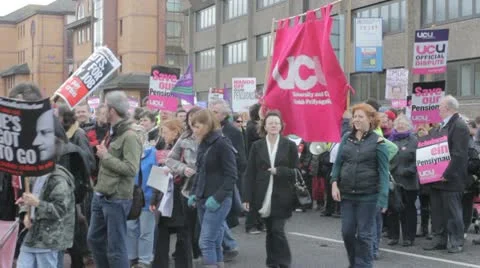 Pensions protest (8514) Video stock 9165924