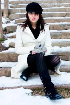Pensive and cold Stock Photos