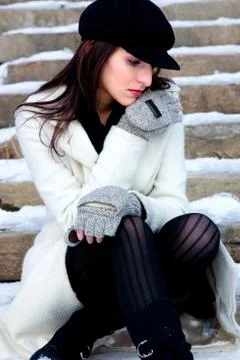 Pensive and cold Stock Photos