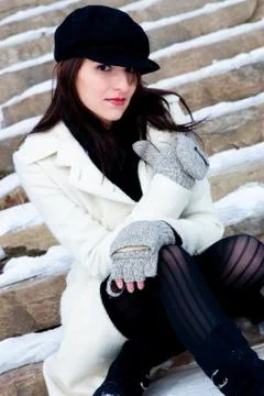 Pensive and cold Stock Photos