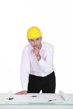 Pensive architect Stock Photos