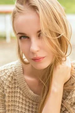 Pensive blond Foto stock