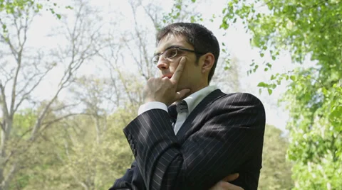 Pensive Businessman Stock Footage 35826940