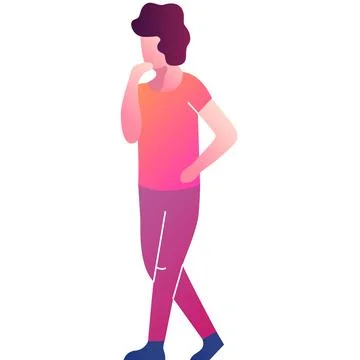 Pensive character vector icon isolated on white Stock Illustration