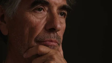 Pensive charming mature man thinking, close up Stock-Footage 77725371