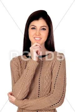 Pensive girl smiling Stock Photos