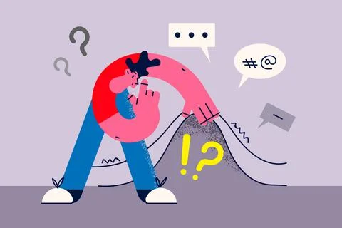 Pensive guy seek business problem solution Stock Illustration