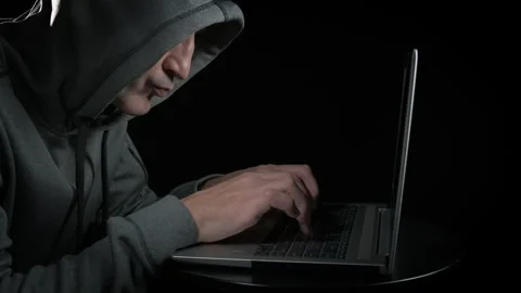 Pensive hacker in front of screen. Stock Footage 293511691