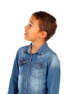 Pensive kid imagining something Foto stock