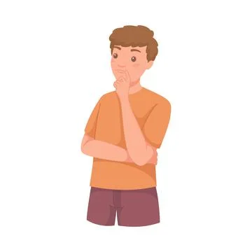 Pensive Man Character Scratching Head Thinking and Considering Something Vector Stockillustratie