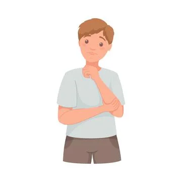 Pensive Man Character Scratching Head Thinking and Considering Something Vector 库存插图