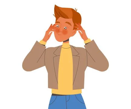 Pensive Man Character Thinking and Considering Something Vector Illustration Stock Illustration