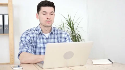 Pensive Man Thinking and working in His Office Stock Footage