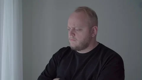 Pensive Middle Aged Man Battling Brain Fog and Mental Fatigue Stock Footage 342053087