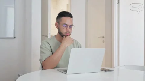 Pensive Middle Aged Man Brainstorming for Project Video stock 307914558