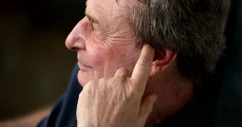 Pensive older man thinking. Contemplative senior person scratching face and y Stock Footage 140233245