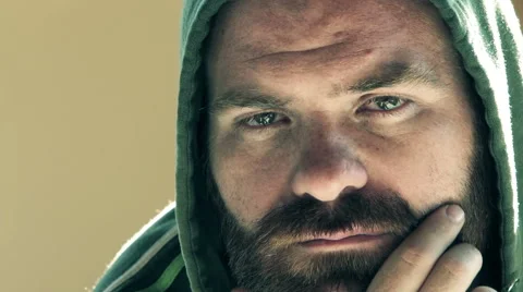 Pensive overweight man lost in thoughts and memories Stock Footage 50732202