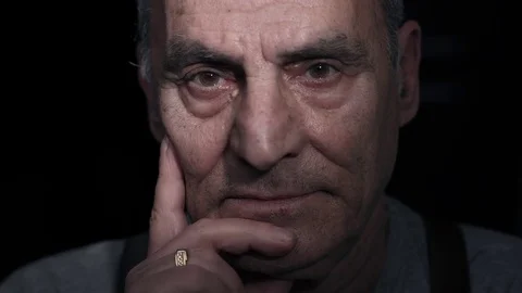 Pensive sad old man in the dark,close up 스톡 동영상 74979705