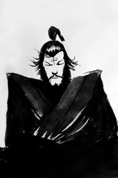 Pensive samurai Illustrazione stock