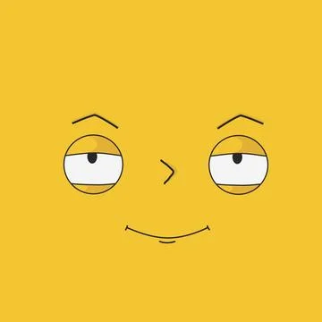 Pensive, sly face with expressive emotions - Vector Stock Illustration