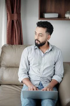 Pensive Software Developer Foto stock