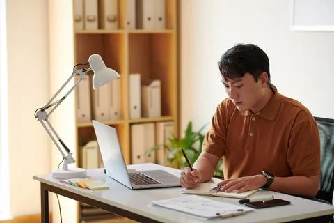 Pensive Software Engineer Building System Stock-Fotos
