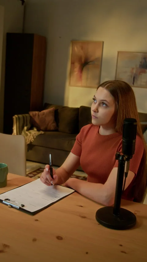 Pensive Teenager Writing Script Stock Footage 310397121