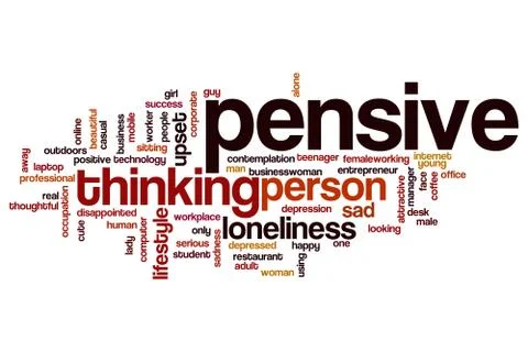 Pensive word cloud concept Illustrazione stock
