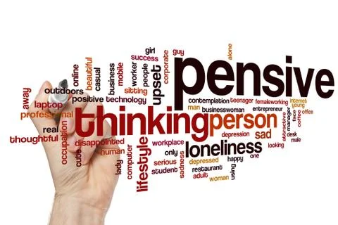 Pensive word cloud concept Stock Illustration