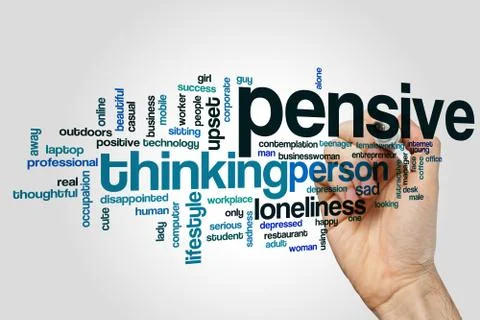 Pensive word cloud concept Illustrazione stock