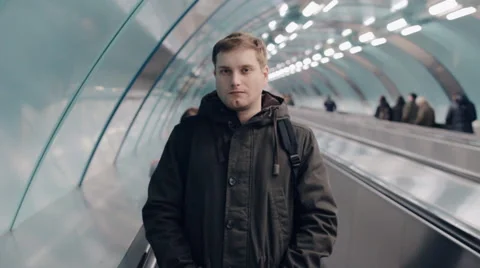 Pensive young man in the subway Video stock 61868153