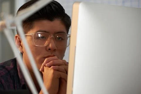 Pensive Young Software Developer Stock Photos