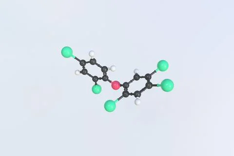 Pentabromodiphenyl ether molecule made with balls, isolated molecular model. 3D Stock Illustration