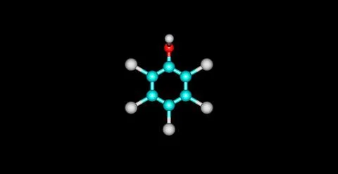 Pentachlorophenol molecular structure isolated on black Stock Illustration