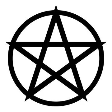 Pentacle symbol - vector illustration of simple five-pointed star in circle Stock Illustration
