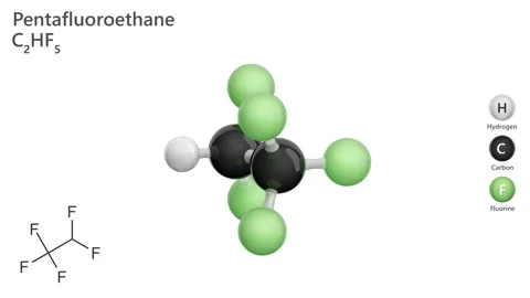 Pentafluoroethane.  C2HF5. White background. 3D rendering Stock Footage 288979125