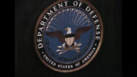 PENTAGON - 1969: EC-121 shootdown briefing — Tilt down to Defense seal Stock Footage 342569106