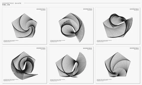 Pentagon abstract blend lines logo design template set. Modern polygon line art. Stock Illustration
