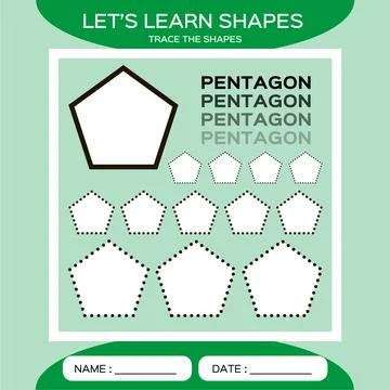 Pentagon. Basic geometric shapes. Elements for children. Learn Shapes Stock Illustration