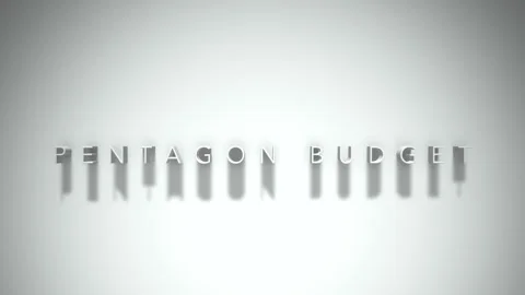 PENTAGON BUDGET 3D title animation with shadows on a white background Vídeo Stock 296787389
