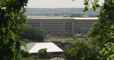 The Pentagon Building seen from Arlington National Cemetery. Shot in May 2012. Stock Footage 59261556
