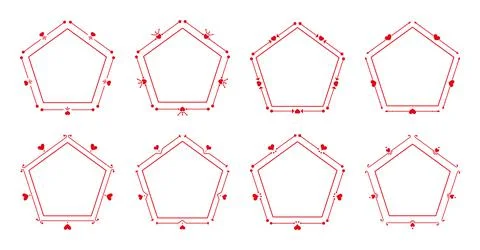 Pentagon frame vintage decor text heart vector set Stock Illustration