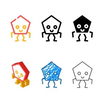 Pentagon geometric minimal shape character color icon vector Stock Illustration