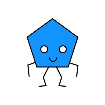 Pentagon geometric shape character icon color illustration Stock Illustration